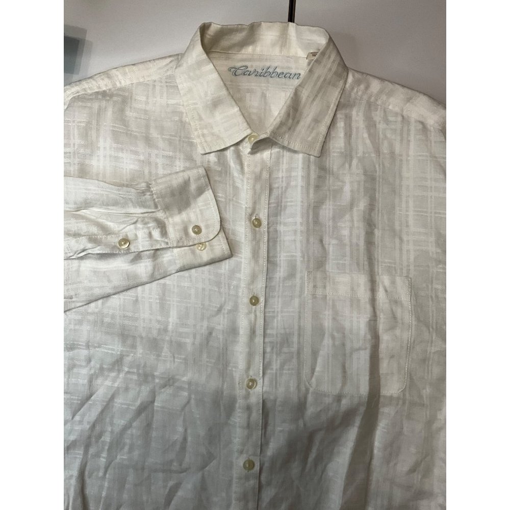 Caribbean Large Linen Blend Long Sleeve Men's Shirt